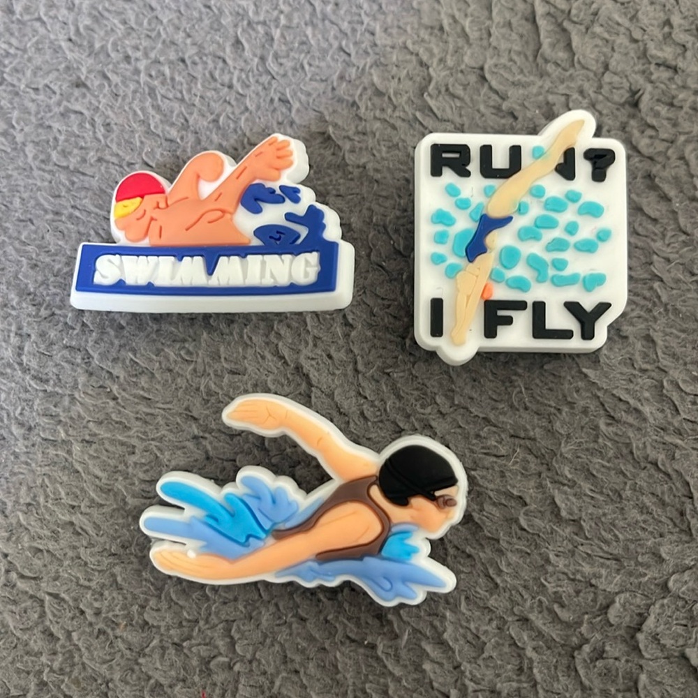 Swim swimming Croc shoe charms new set of 3